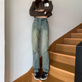 OUSSYU Y2K Straight Jeans Women's 2023 Autumn New Loose High Waist Wide Leg Denim Pants Fashion Trend Casual Comfort Trousers