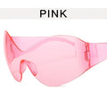 Retro Rimless Oversized Sunglasses Women Fashion Luxury Big Frame One Piece Gradient Sun Glasses Retro Classic Shades UV400