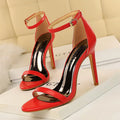 Women High Heels Stiletto New Europe America Simple Summer Women Sandals Suede Hollow High Heels Stiletto Fashion One Word Belt Grace Solid Color 829-1