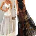 Y2K Korean Style Fashion Floor-Length Long Skirt Summer A-Line Mesh See Through Polka Dot Skirt Women High Waist Lace Maxi Skirt