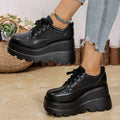 Fashion Black White Chunky Sneakers Gothic Platform Wedge Shoes for Woman 2025 Thick Bottom Mesh Breathable Sneakers Plus Size