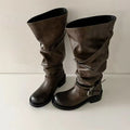 Women Thick Soled Knight Boots with Belt Buckle Decoration Short Boots Outdoor Wide Leg Women Boots Thick Heel Fashionable