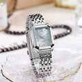 Slim Strap Rhinestone Quartz Watch Leaf Design Square Dial Women Quartz Watch Small Dial Pull Adjustable Rhinestone Watch