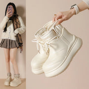 Boots Winter Warm Cotton Snow Booties Mid Calf Design Waterproof Non Slip Extra Fleece Lined Versatile Short Boots Ladies Footwear