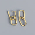 Gold Color Dangle Earrings with Shiny Zircon Decor Elegant Minimalist Double Loop Design Hoop Earrings Jewelry Gift for Women