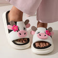 Couple Breathable Linen House Slippers Autumn Winter 2025 Cute Cow Thick Bottom Plus Size Women Indoor Shoes Platform Slides 45