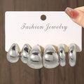 Punk Smooth Chunky Metal C-shaped Earrings For Women Fashion Thick Stud Earrings Vintage Aesthetic Set Jewelry Gifts