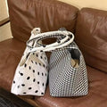 Polka Dot Canvas Tote Bag For Women Large Capacity Striped Plaid Shoulder Style