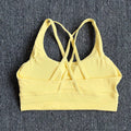 Solid Color Women Fitness Sports Bra Top Gym Yoga Backless Athletic Back Cutout Cross Tight Workout Soft With Chest Pad