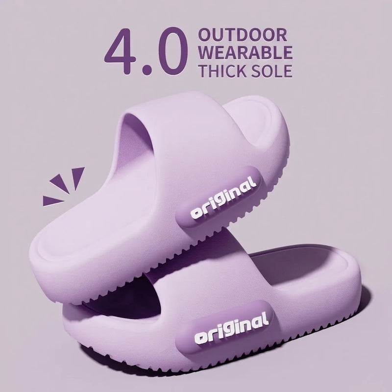 Unisex Thick Sole Slippers Women Men Soft EVA Cloud Cushion Indoor Outdoor Shoes Anti-Slip Bathroom Shower Slides Beach Sandal