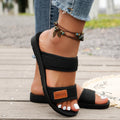 Women's Simple Style Toe-Open Sandals Breathable Skin-Friendly Comfortable Flat Bottom Slip-On Shoes Mesh Material