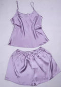 Women 100% Natural Silk 16 momme satin silk Camisole with Shorts Pajama Set Sleepwear M-2XL YM004