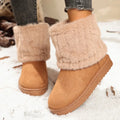2026 Fashion Solid Color Ribbed Cuff Design Comfort Women's Snow Boots Winter New Simple Round Toe Outdoor Casual Women Boots