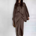 Simple Bat Sleeve Strap Solid Color Dress for Women 2025 Spring Summer New Loose Long Dresses