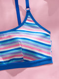 PEACE IN LOVE Women Color Block Brazilian Lingerie Set Wireless Unlined Bra Comfort Panties Underwear