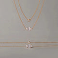 Elegant 18K Gold Plated Stainless Steel Layered Necklace Bracelet for Women Marquise Cut Zircon Double Layer Jewelry Set