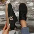 Women's 2026 Fall Women's Fashion Suede Sneakers with Double Buckle Metal Details Lightweight Breathable Comfortable Casual Flats