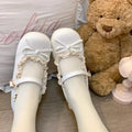 Women's Fashion Single Shoes Spring New Round Head Shallow Mouth Butterfly Knot Metal Buckle Soft Sole Non-slip Flat Shoes
