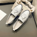 Loafers Genuine Leather Tassel White Shoes Women Round Toe Low-top Single Shoes Platform Casual Sewing Slip-On Lazy Loafers