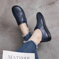 Genuine Leather Shoes For Woman Autumn Flats Female Hook Loop Orthopedic Shoes Big Size 42 Women's Loafers Ladies Blue Moccasins