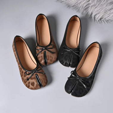 Spring Autumn Women Satin Tabi Toe Ballet Flats Shoes Bow Decor Polka Dot Multi Color Casual Comfortable Shoes