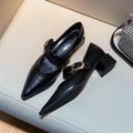 2025 New Designer Vintage Heels Women Silvery Pointed Toe Women Mary Jane Shoes Fashion Shallow Casual Low Heel Dress Shoes