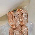 Shiny Geometric Square Earrings Elegant Korean-Style Zirconia Stud Earrings Luxury Full-Paved Women Jewelry Gift for Women