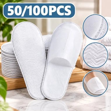 10/30Pairs Disposable Slippers Non Woven Travel Slippers for Men Women Unisex Hotel Home Spa Guest Business Supplies