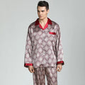 Silk Pajamas Satin Men Silk Satin Pajamas for Men Sleepwear Cozy Soft Print Long Sleeve Nightgown Tops + Trousers Two Pieces Mens Pajama Set