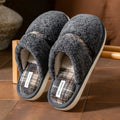 Winter Warm Plush Slippers for Women Men Plaid Bowknot Design Thick Sole House Shoes Indoor Fuzzy Casual Cute Couple Slides