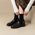 Ladies Vintage Penny Loafers Slip On Low Block Heel Dress Shoes Classic Round Toe Casual Office Work Comfy Flats Spring Footwear