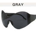 Retro Rimless Oversized Sunglasses Women Fashion Luxury Big Frame One Piece Gradient Sun Glasses Retro Classic Shades UV400