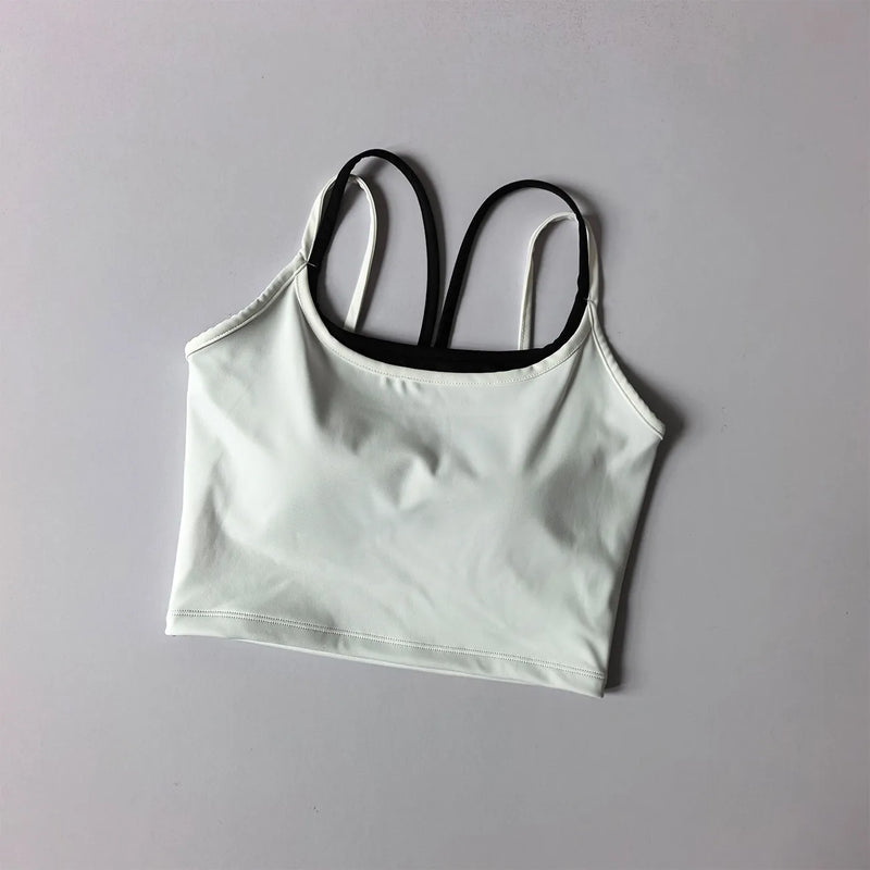 Contrast Color Sports Bra for Women to Wear Running Training Fitness Bra Gym All-in-one Shockproof Yoga Vest Pilates Tops
