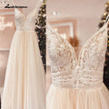 Dress Civil Wedding Lakshmigown Spaghetti Straps Champagne Boho Wedding Dress For Women Vestido Civil Bridal Customized Wedding Gowns Suknie Slubne
