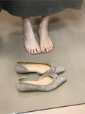 French Retro Twisted Knot Pointed Toe Flats, Soft Suede Slip-on Lazy Shoes, Comfortable Commuter Ballet Flats for Women