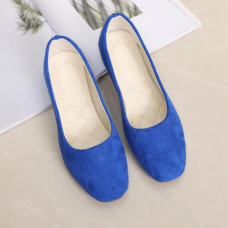 Women'S Flat Shoes Suede Shallow Mouth Women'S Single Shoes Comfortable Flat Casual Shoes Solid Color Daily Commuting Shopping