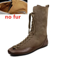 2026 New Women round head Toe Lace Up High Boots, Cross Strap Design Long Booties, Fashion Casual Daily Outdoor Footwear