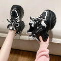 White Chunky Sneakers Women New Autumn Hidden Heel Platform Sports Dad Shoes Woman Lace Up Breathable Mesh Casual Shoes 10CM