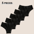 5Pcs/Set Women's Cotton Lace Patchwork Bikini Panties Seamless Low Waist Quality Breathable Brazilian Panty Female Sexy Lingerie