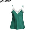 AYUNSUE 100% Mulberry Silk Tops for Woman 16MM Silk Tanks Top 2026 Hot Selling Summer Sleepwear Bathrobes Pajama Pijama Feminino