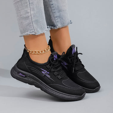Spring and Autumn New Women's Lace-Up Sports Shoes Comfortable, Breathable, Lightweight, Wear-Resistant Sports and Leisure Shoes