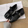 Spring Autumn Women Flat Shoes Fashion Split Toe Flat Heel Loafers Shoes Shallow Soft Leather Casual Outdoor Mary Jane Shoes