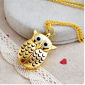 Fashion Men Women Alloy Retro Owl Shape Clock Pendant Long Necklace Chain Watches Birthday Gifts