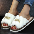 Homewear Shoes Stripe Furry Slippers Fluffy Non-Slip Home Thermal Slippers Thicken Warm Casual Winter Indoor Slippers