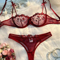 New Pink Transparent Bra Women Lingerie Set Ladies Embroidery Floral Bras Underwear Sets