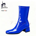 Ankle Boots Boots Woman Hot Sale New Ankle Boots For Woman 4CM Chunk Heel Square Toe Side Zip Casual Short Boots Nightclub Fashion Versatile Lady Shoes