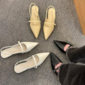 New Spring Women's French-Style Closed-Toe Sandals Luxurious Slip-On Designer Shoes Fashionable and Elegant Party Flat Sandals