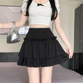 Korean Summer White Mini Skirts Women Fashion Slim Fit Chiffon Skirts Giris Y2k All Match Elastic High Waist Black Faldas