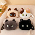 Unique Big Head Cat Crossbody Bag Simulation Fluffy Cat Shoulder Bag Lightweight Versatile Handbag Adult Kid Teenager