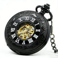 Vintage Men Steampunk Chain Watches Gift Clock Roma Dial Mechanical Hand-winding Mens Woman Unisex Pocket Watch Reloj Hombre